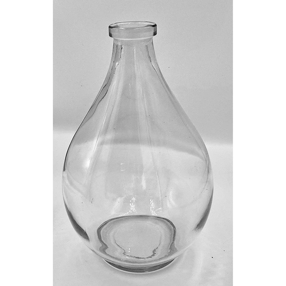 Early American Hand Blown Clear Glass Teardrop Heavy Decanter Vase Bottle   10